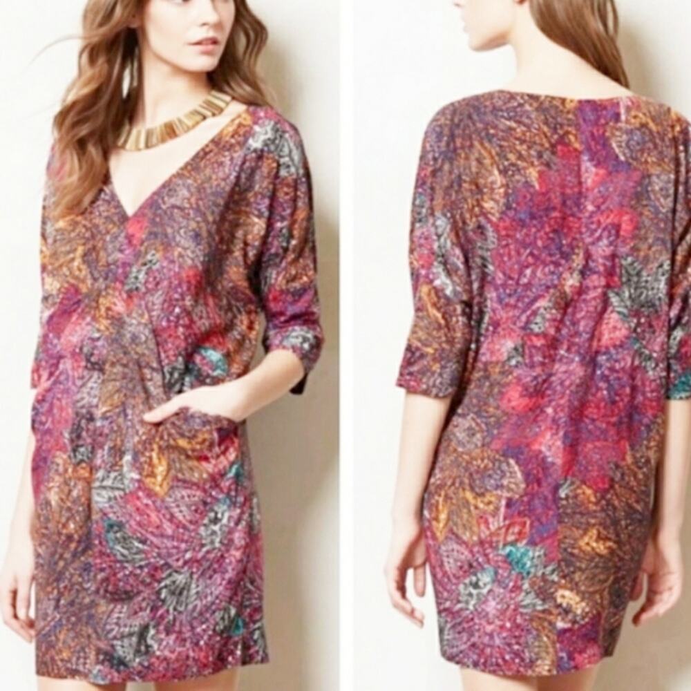 Anthropologie  Edme & Esyllte Chromatique Shift Dress Size‎ S/M Multi color